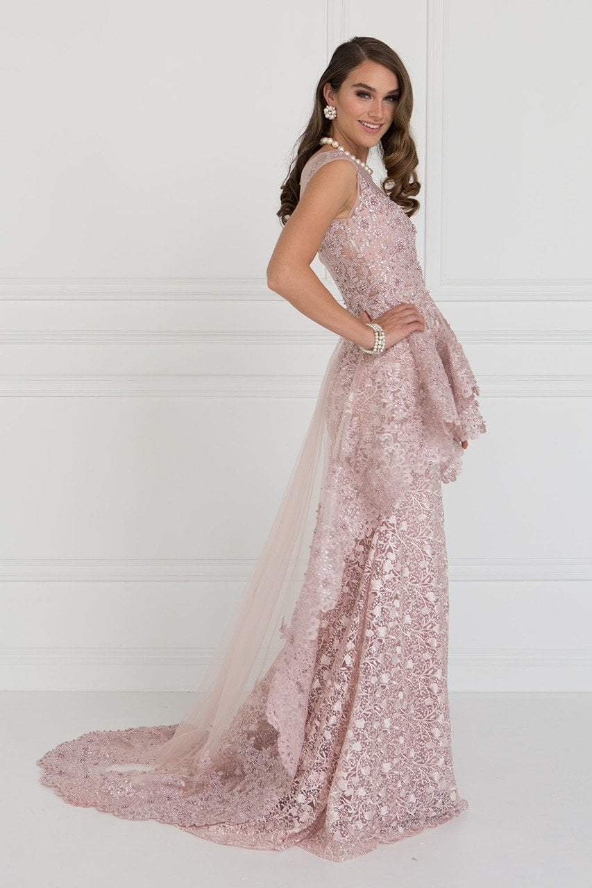 Elizabeth K Bridal - GL1584 Lace Illusion Bateau Gown with Tulle Overlay