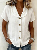 Simple Button-decorated Cotton And Linen Shirt