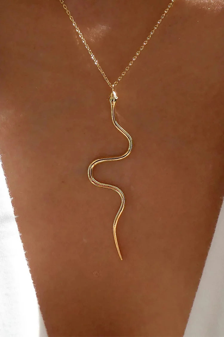 Alloy Snake Pendant Fashionable Necklace-Gold