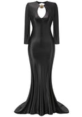 Long Sleeve Backless Maxi Dress Black
