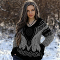 Women's Viking Rune Knit Jacquard V-neck Sweater