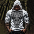Men's Vintage Viking Art Cotton Blend Hoodie