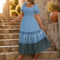 Selaris – Women's Smocked Puff Sleeve Maxi Dress
