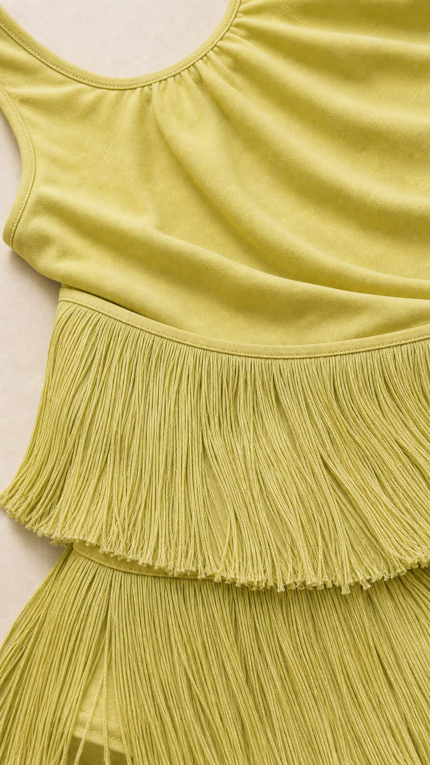 Tiered Fringe Scoop Neck Sleeveless Maxi Dress
