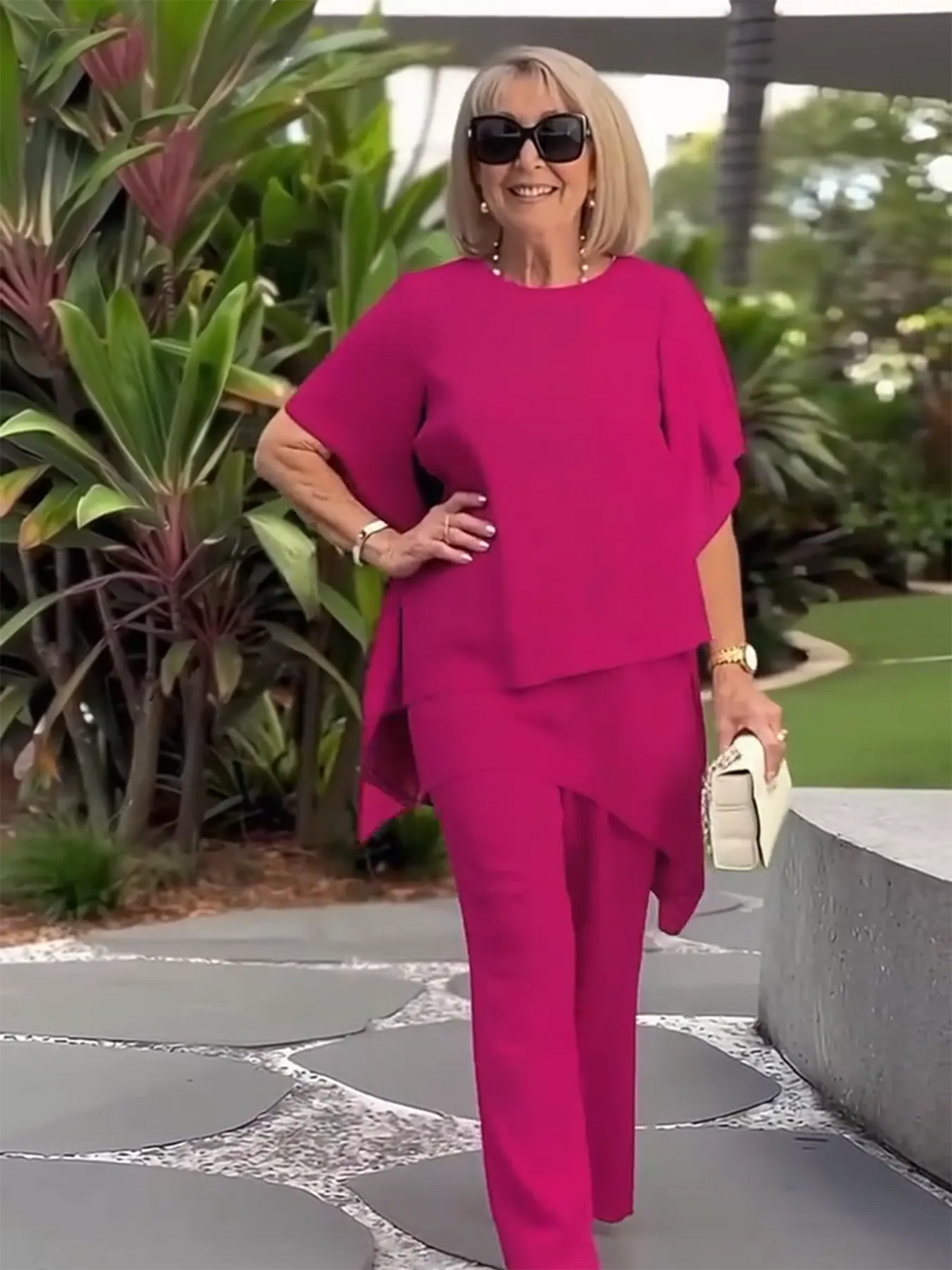 Elegant Double-layer Top and Pants Two-piece Set