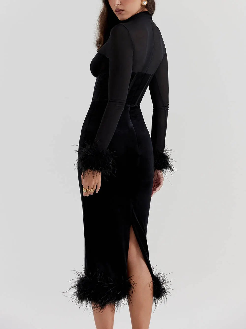 Black Velvet Midi Dress