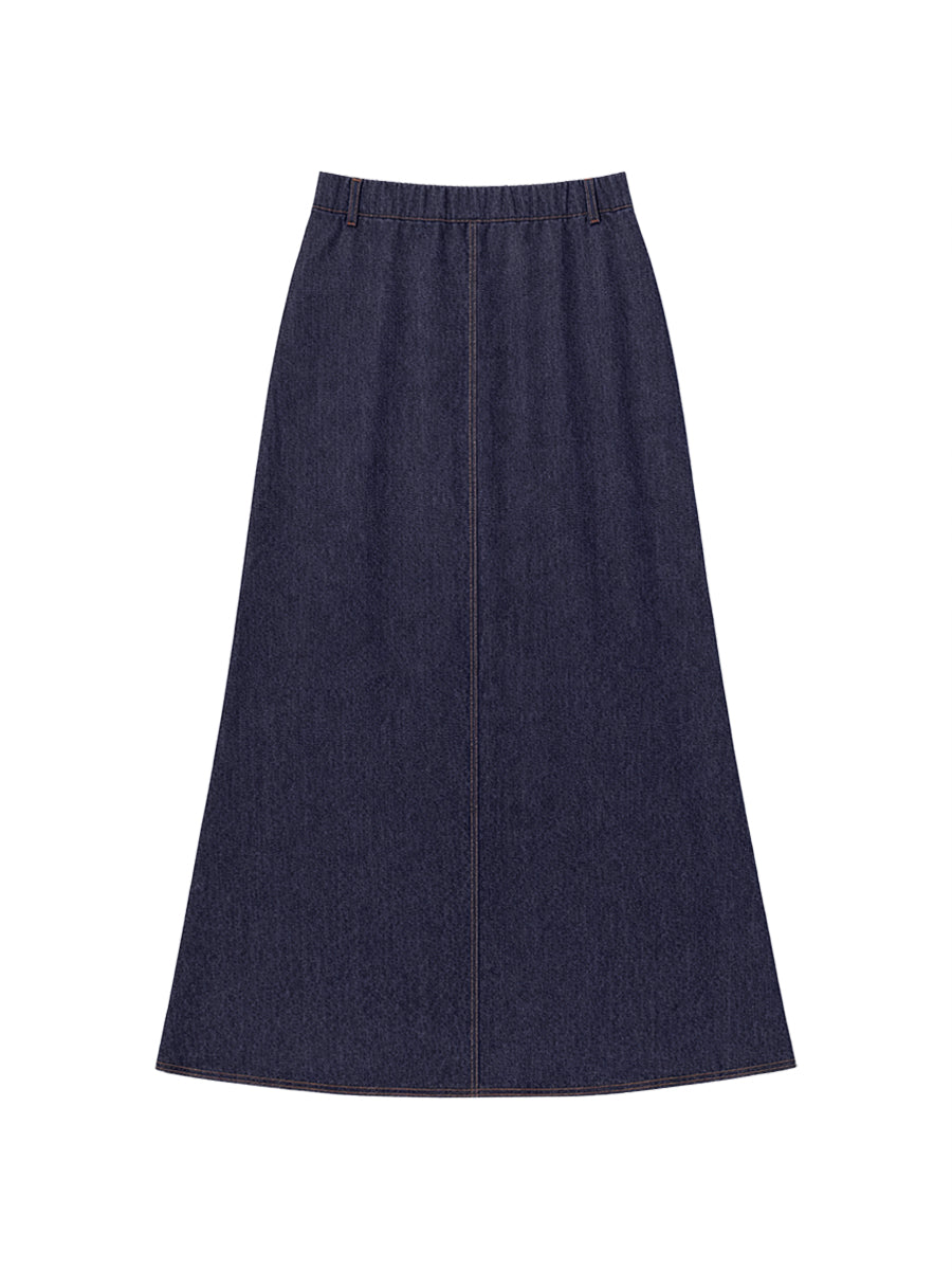 Column No Belt Solid Color Zipper Skirts Bottoms