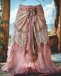 Summer Vacation Ruffle  Lace Patchwork Skirt ccdb 3687