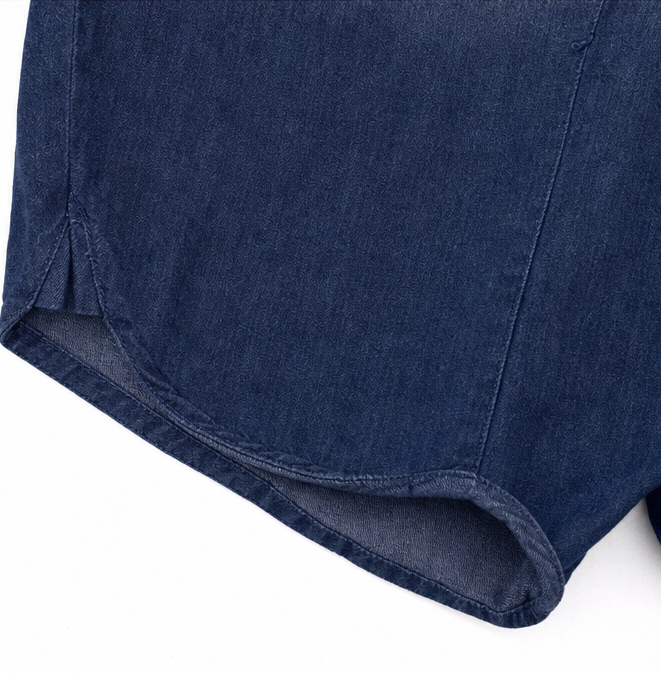 Sunova – Short Sleeve Denim-like Romper Jumpsuit with Pockets