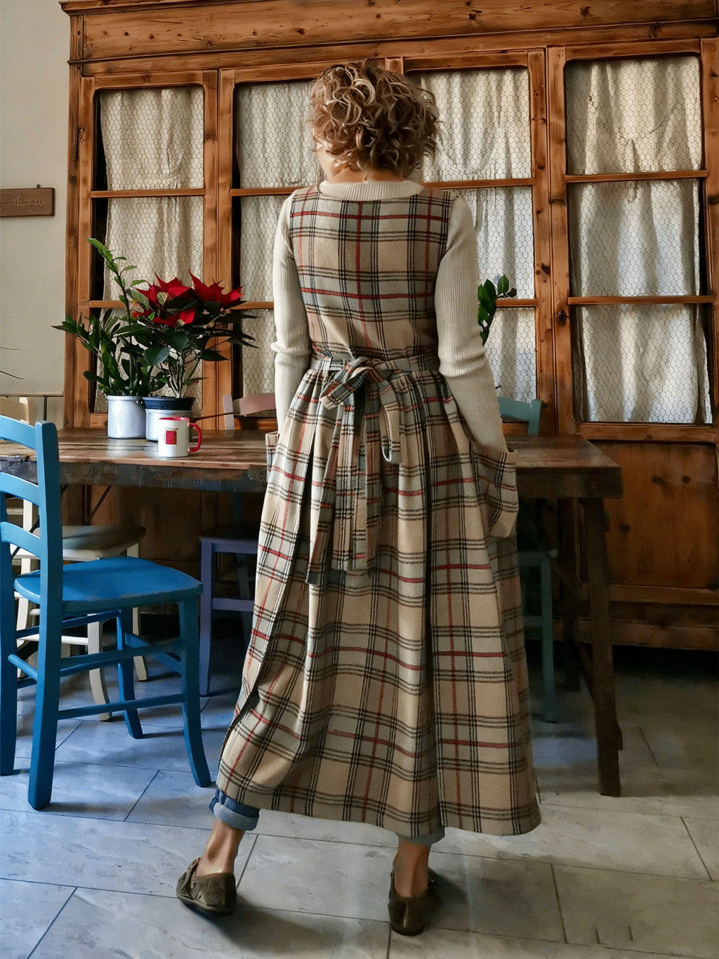 Earthy Neutral Plaid Apron