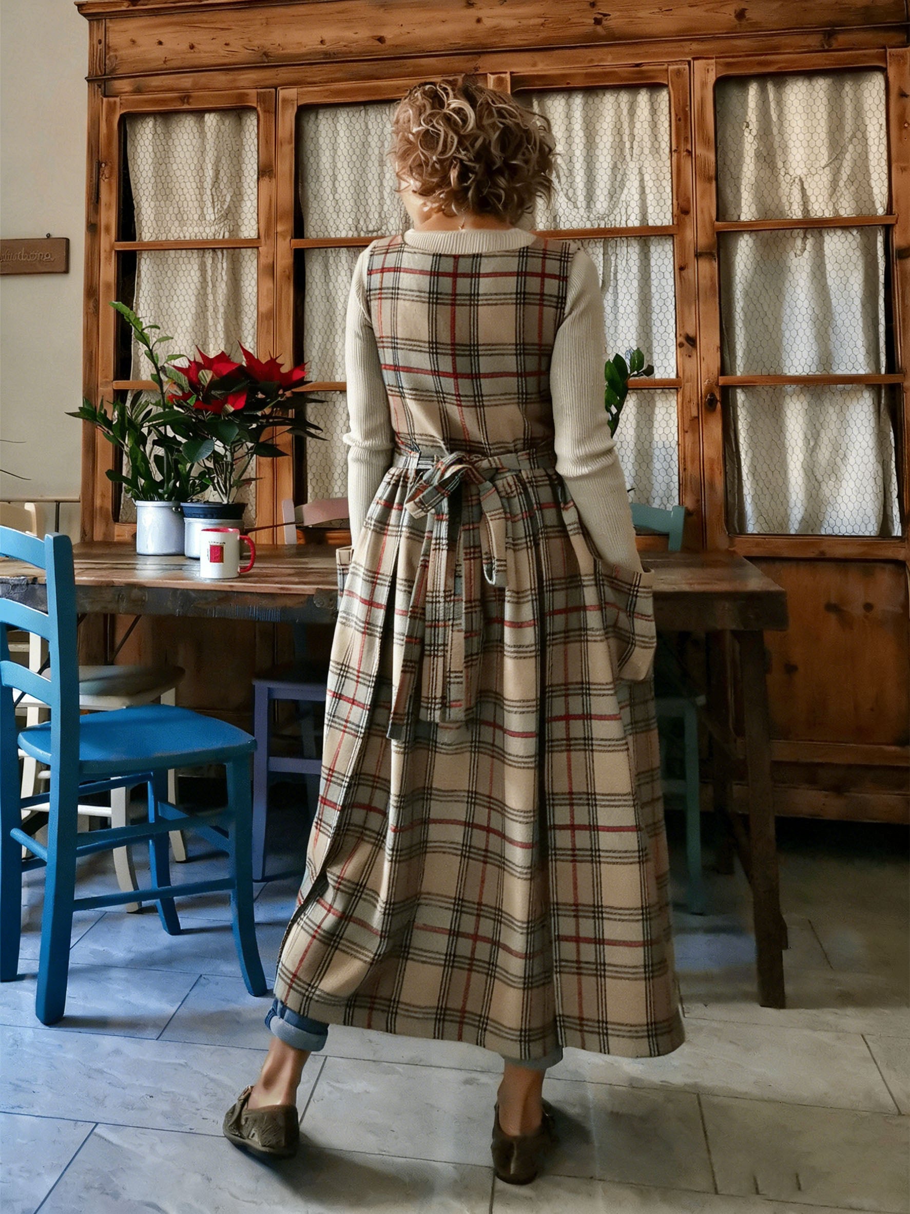Earthy Neutral Plaid Apron