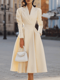 Women's Elegant V-Neck Fitted Waist Long Dress