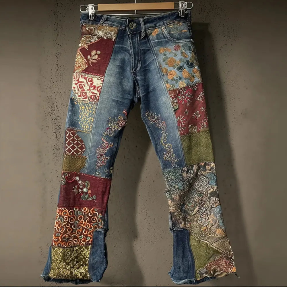 Bohemian Floral Patchwork Vintage Jeans