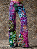 Women's Colorful Art Print Casual Washed Pants