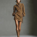 Women's Autumn And Winter New Western Retro Suede Dress