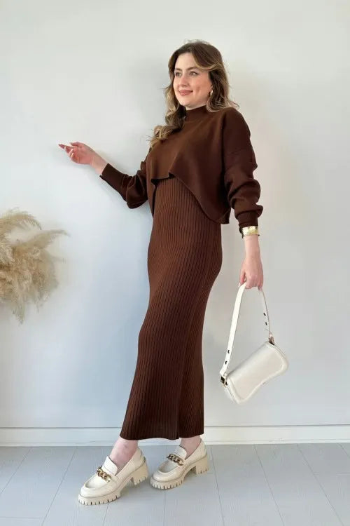 Short Sweater Knit Dress Set