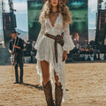 Coachella Music Festival Rock Rave Party Floral Leopard Polka Dot Lace Ruffle Vintage Dress