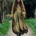 Vintage Chiffon Floral Double Layer Design Women's Dress