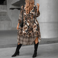 Vivara - Elegant V-Neck Printed Dress