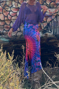 Preston Tie-dye Print Ruched Waist Stretch Slit Maxi Skirt