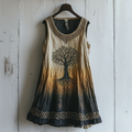 Women's Viking Tree Of Life Celtic Gradient Art Linen Sleeveless Top