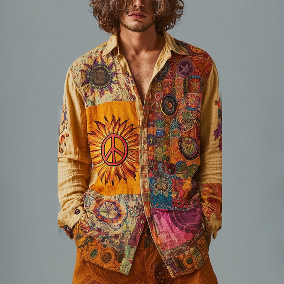 Hippie Bohemian Style Retro Style Men's Linen Shirt