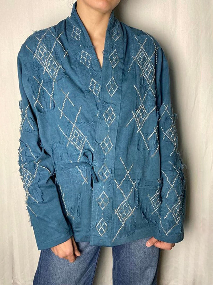 Japanese Style Quilted Cut-inspired Design Kimono