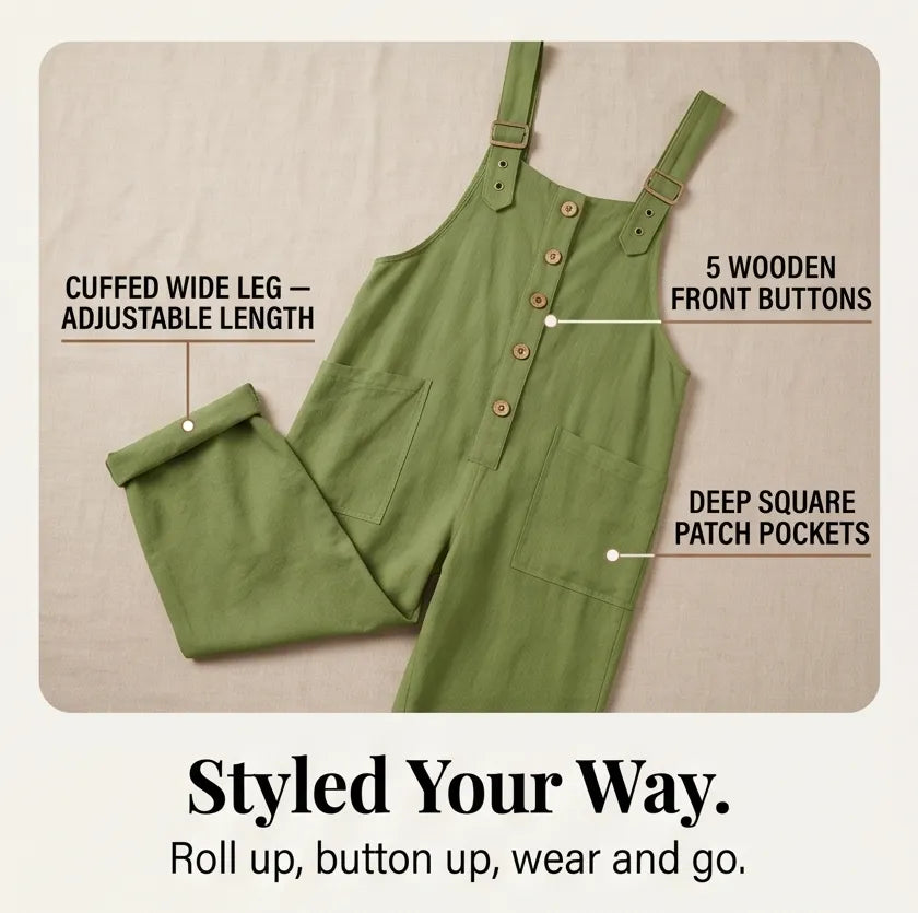 Slowlinen – Loose Button-Front Overalls