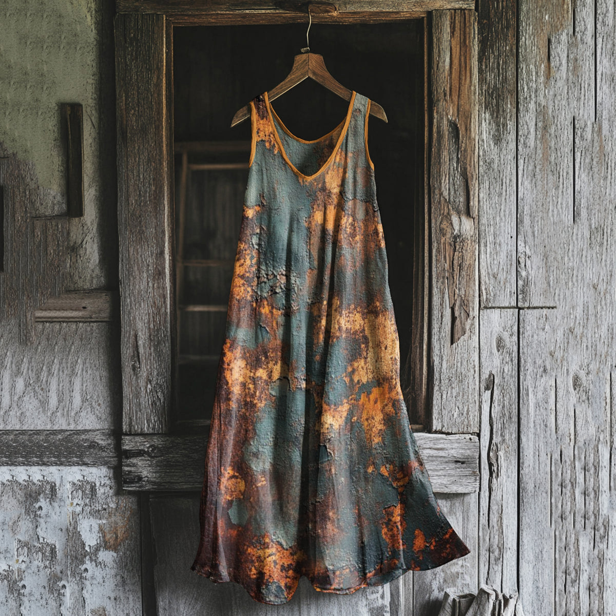 Vintage Rust Art Tank Midi Dress 8d23