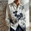 Men's Japanese Flower Art Print Long Sleeve Shirt