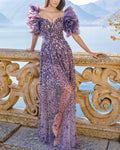 Women's Short Sleeve Mesh Sequin Dress