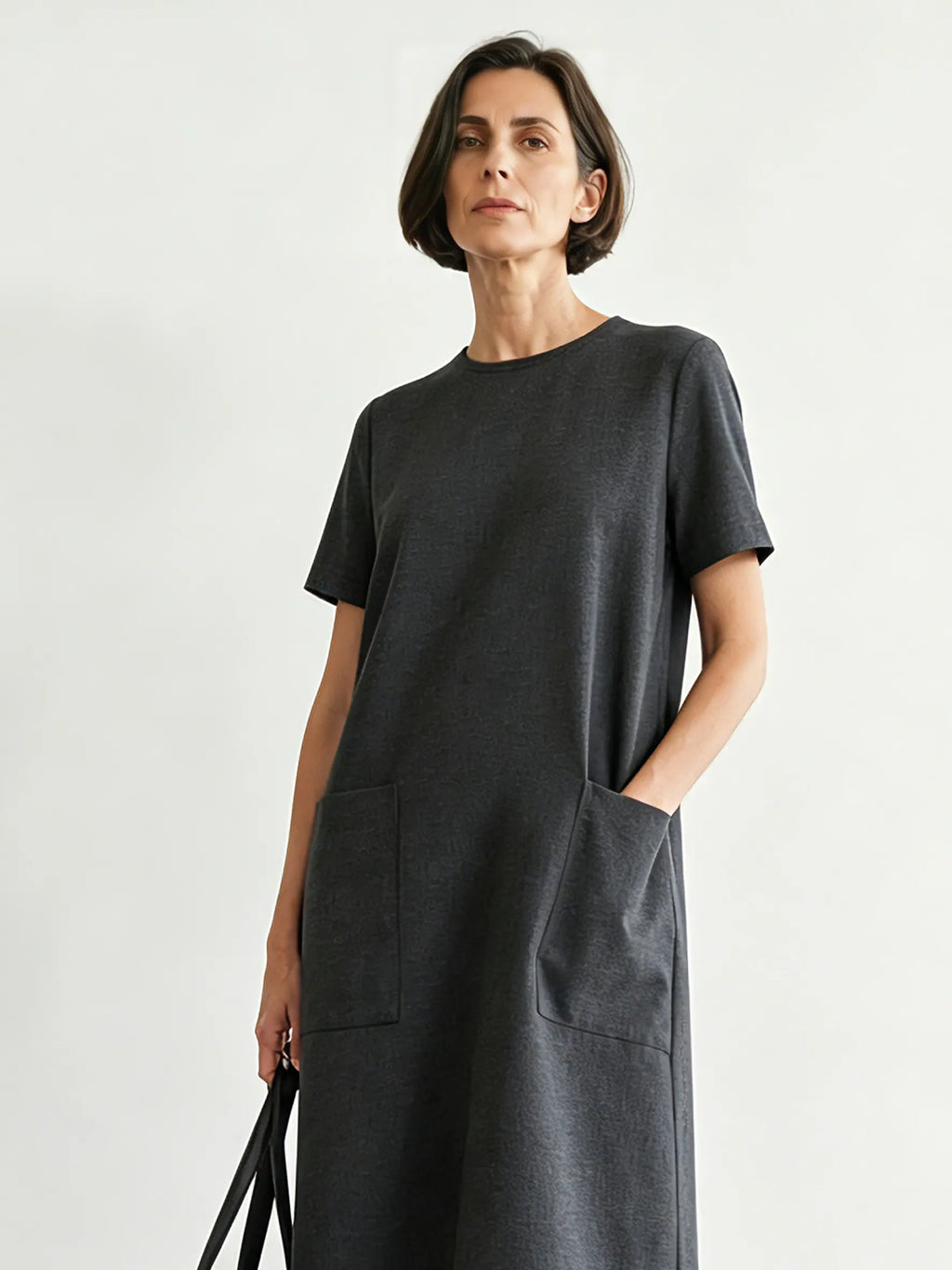 Women's Minimalist Color-Block Striped Short-Sleeve Maxi Dress MDZ3052F9WY