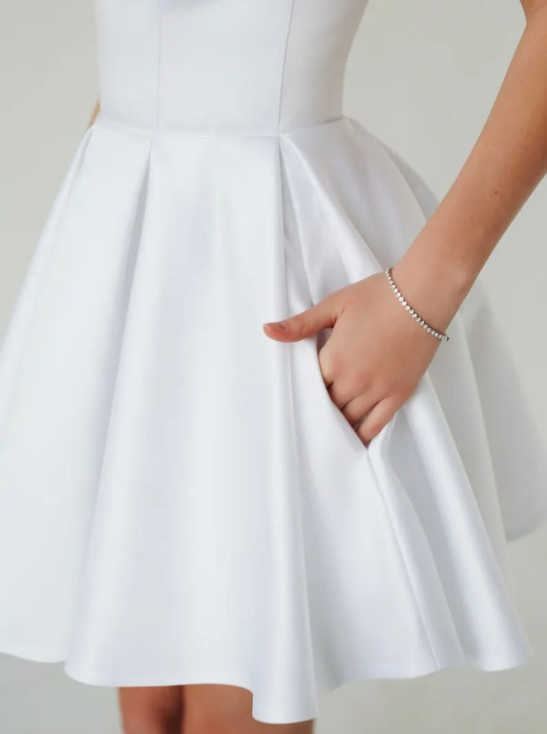 Emily Dress, Satin short dress, short wedding dress