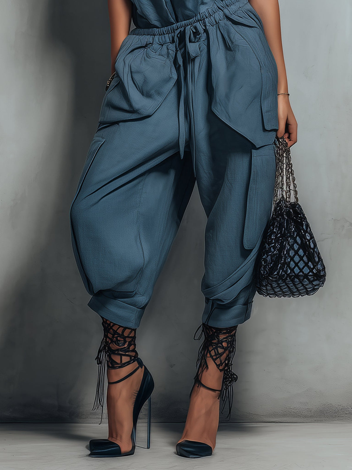 Indigo Asymmetric Drawstring Jumpsuit