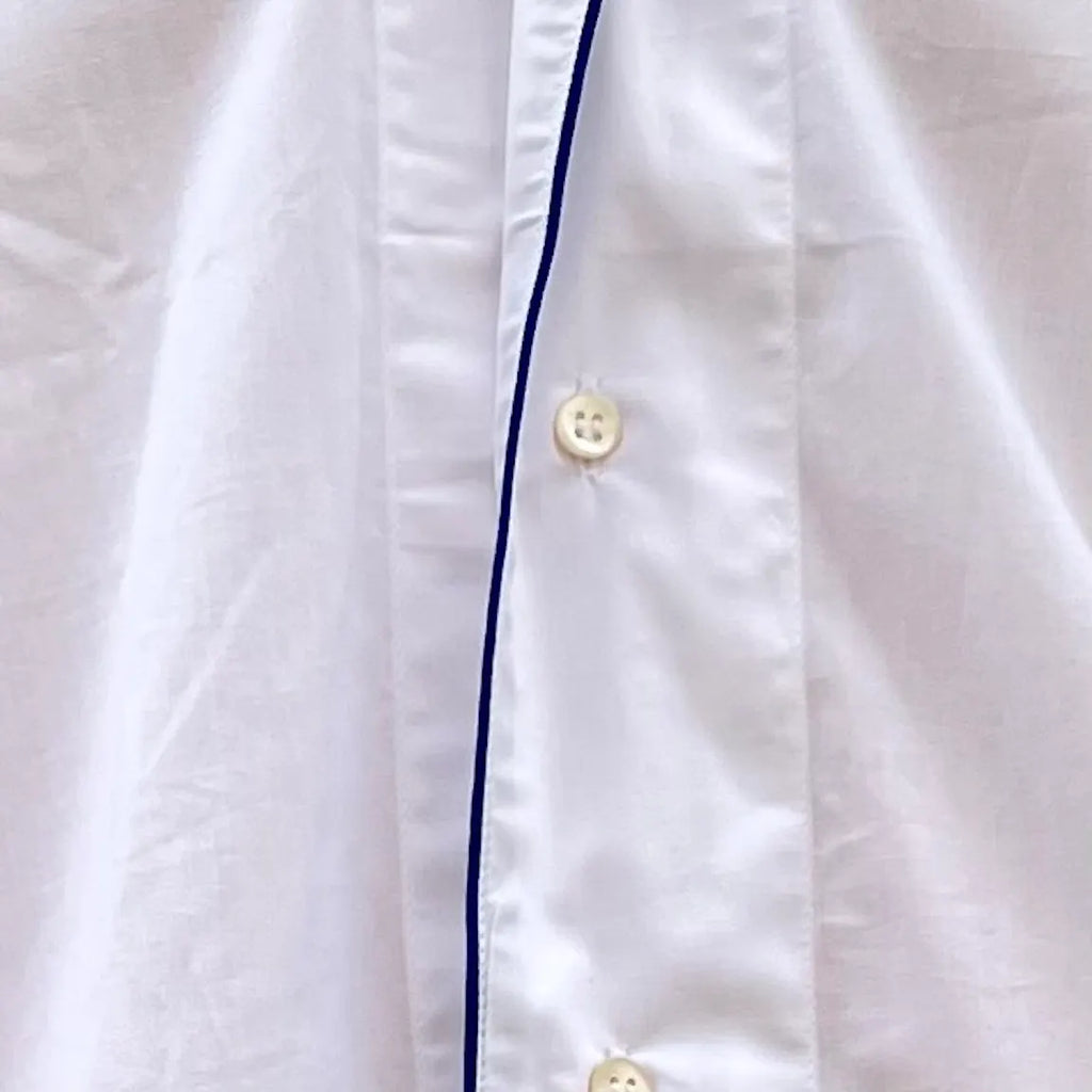 Massi Oversized Piping Shirt - French Resort Mid-Length Blouse | Dadihouse