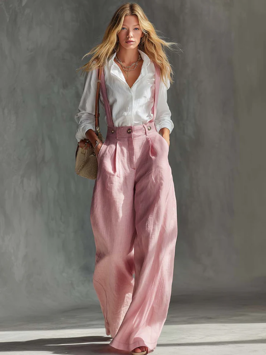 Cozy Loose-fitting Linen Overalls Wide-leg Pants ( Two-way Wear)