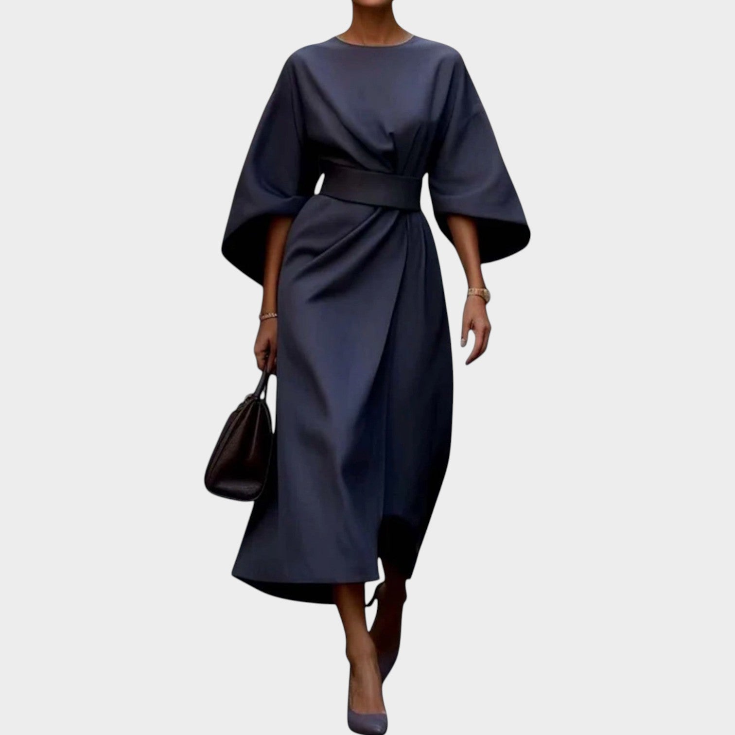 Modern Elegance Belted Midi Dress