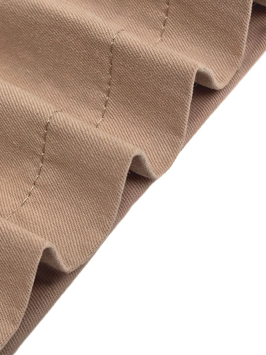 Loose Wide Leg Pleated Pockets Solid Color Pants
