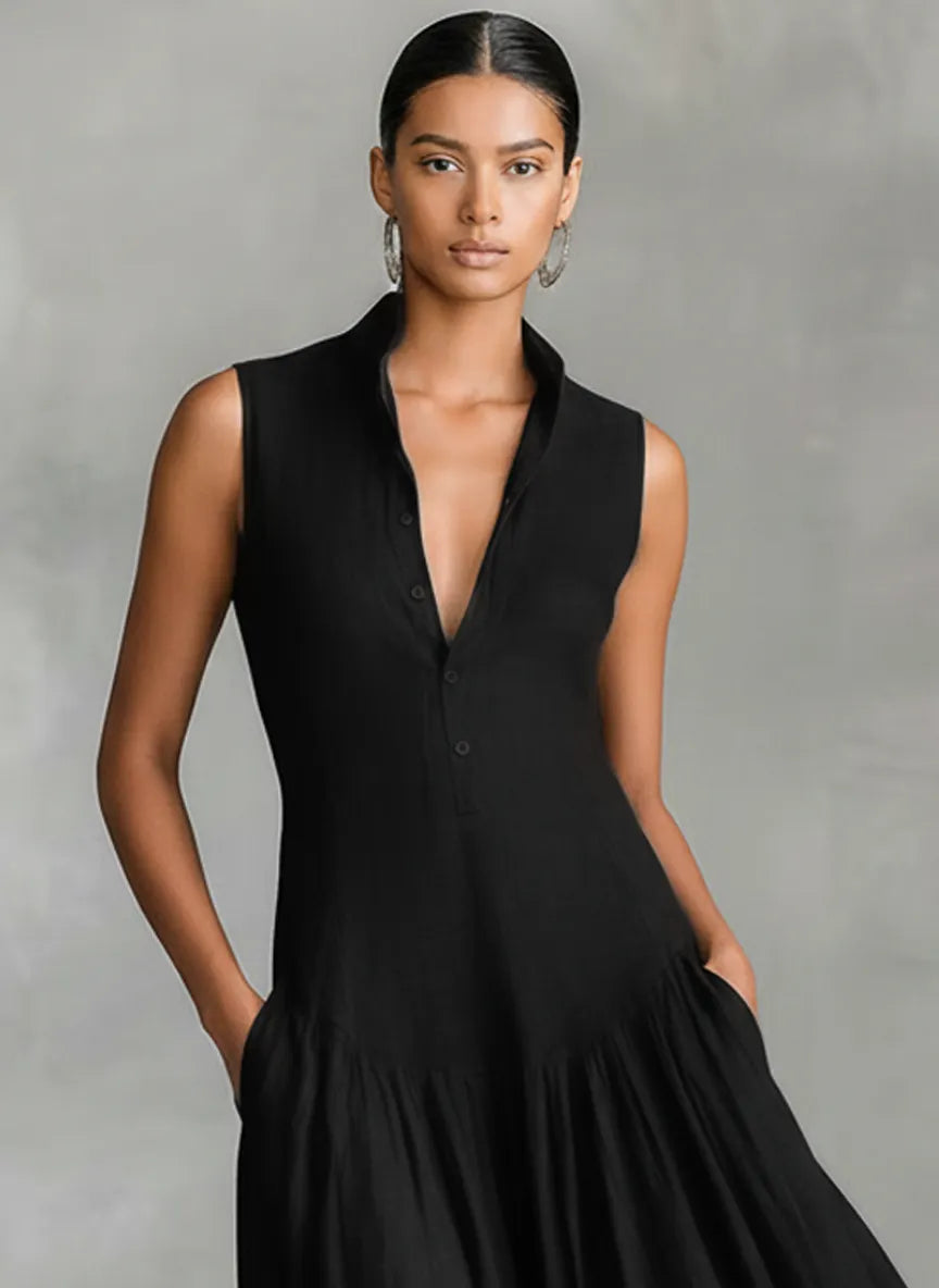 Women's Minimalist Linen Blend Sleeveless Maxi Dress MDZ2240A6Y