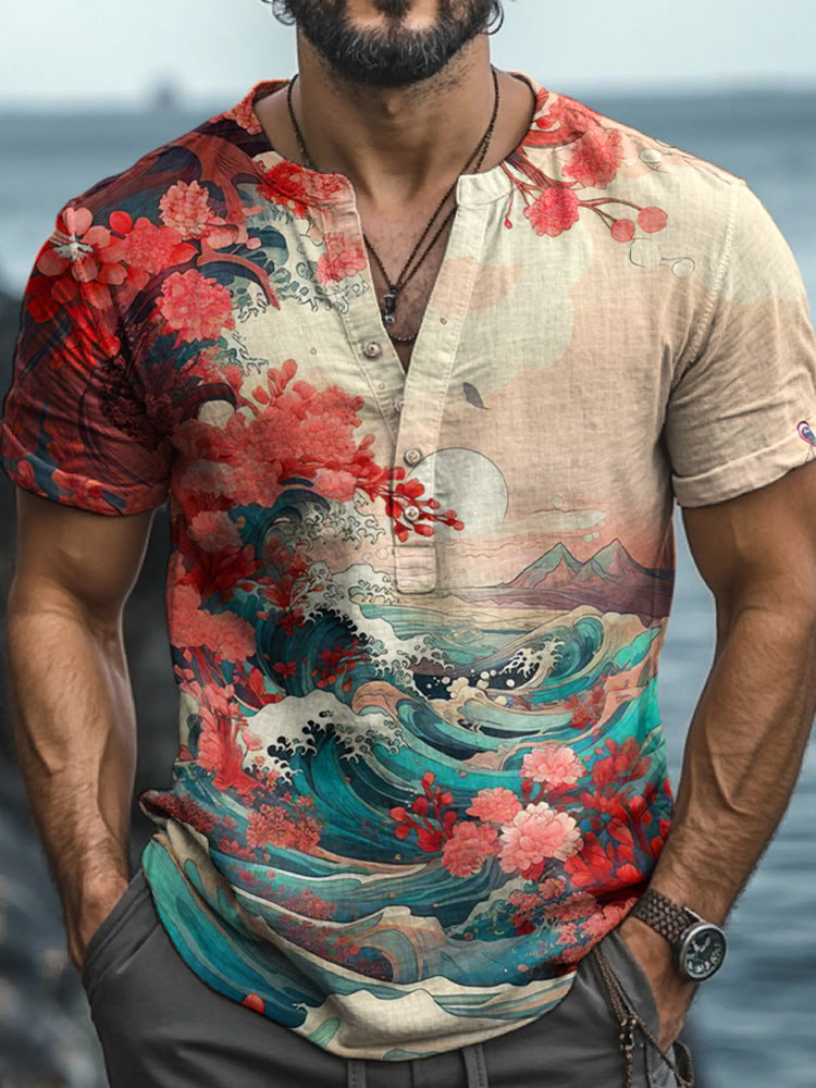 Japanese Art Print Casual Shirt