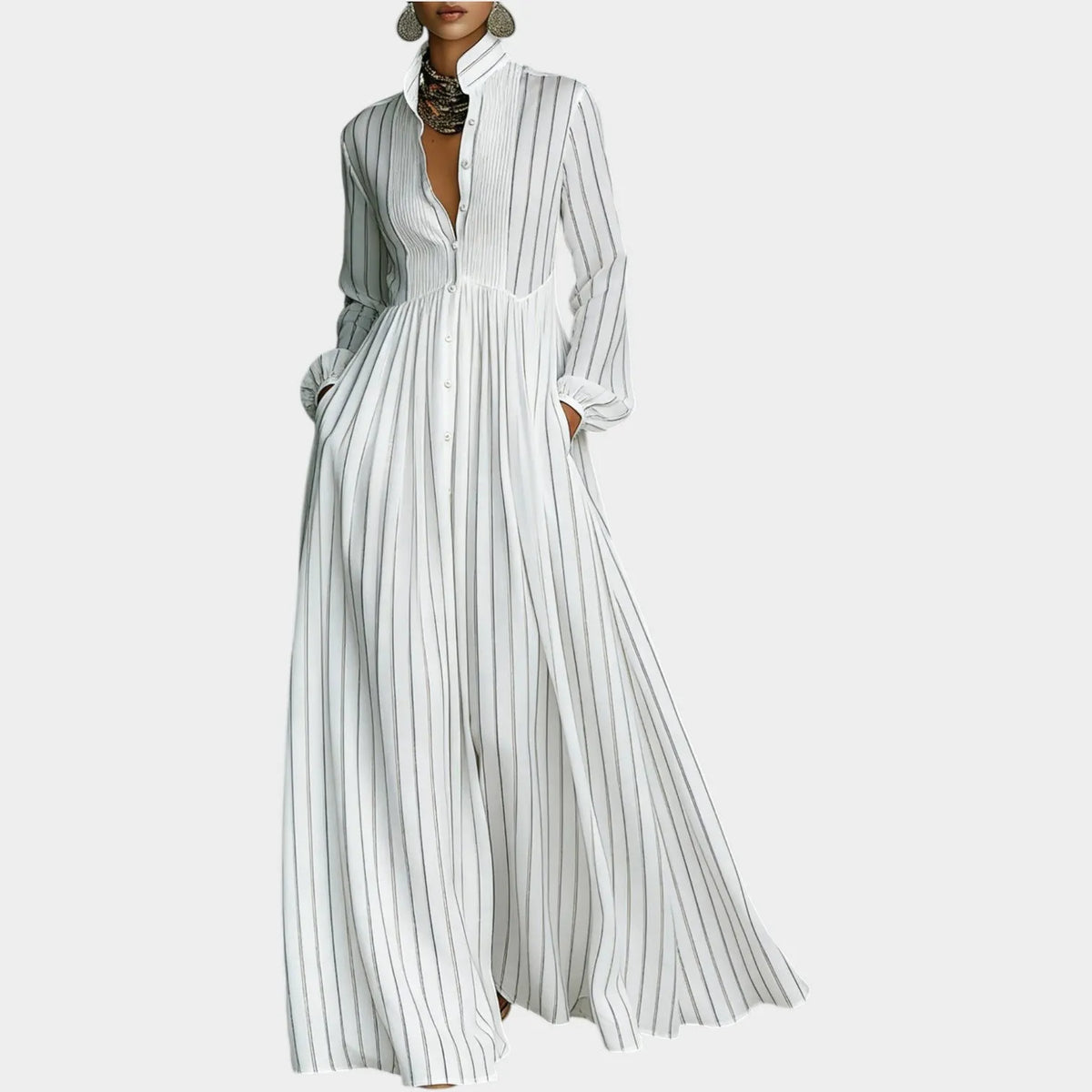Striped Button-Down Maxi Dress