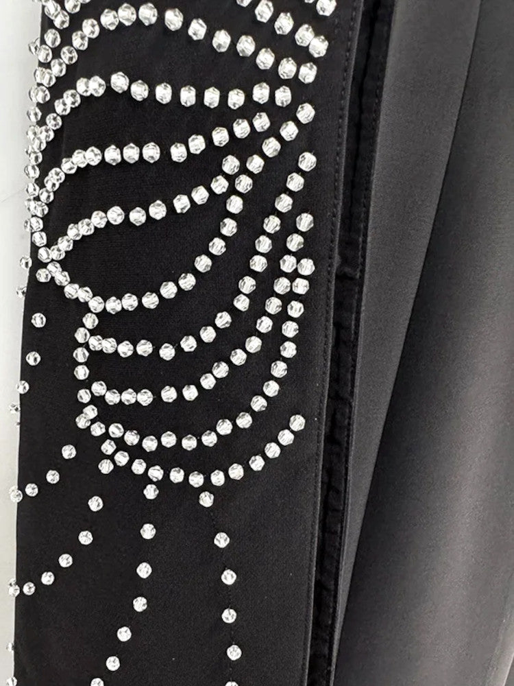 Crystal Embellished Cape Sleeve Maxi Dress Black