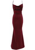 Draped Sparkly Maxi Dress Burgundy