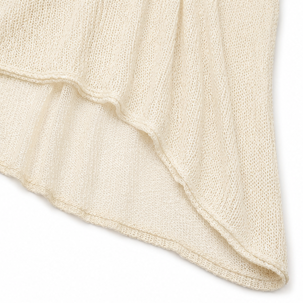 Solvera – Open Knit Batwing Top with Asymmetric Hem
