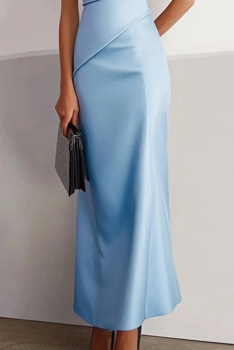Wedding Guest Party Dress Blue Cape Mother of the Bride Dress