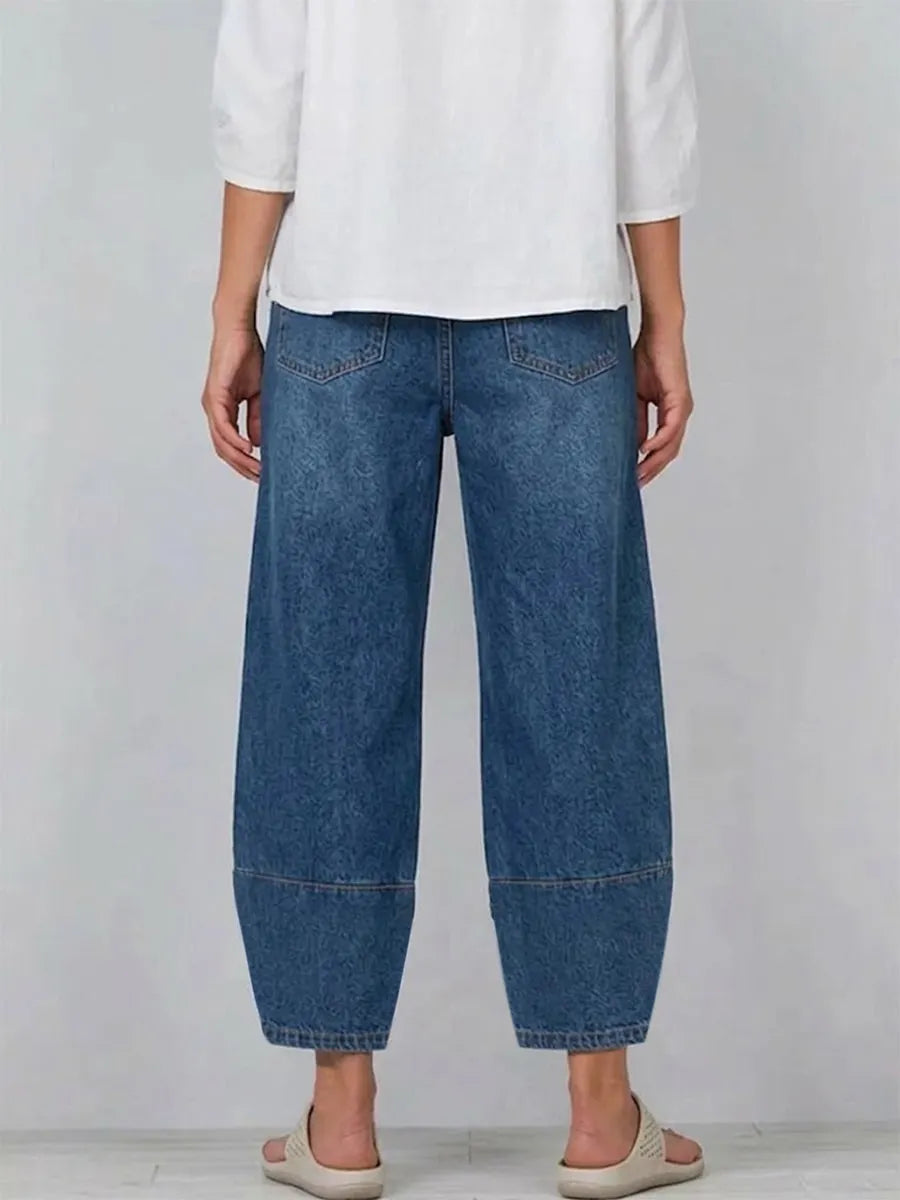 Casual Red Artistic Brushstroke Print Jeans