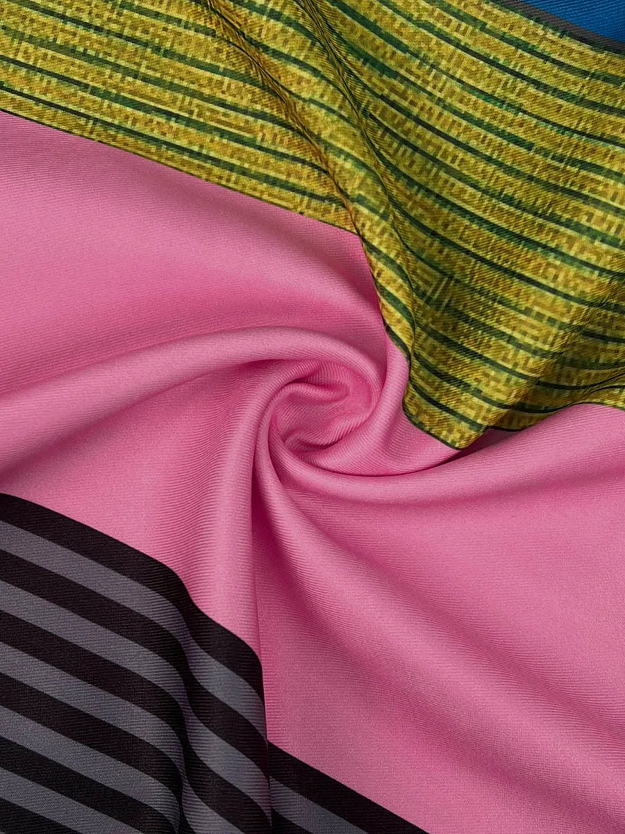Loose Wide Leg Contrast Color Drawstring Printed Striped Casual Pants Bottoms Trousers