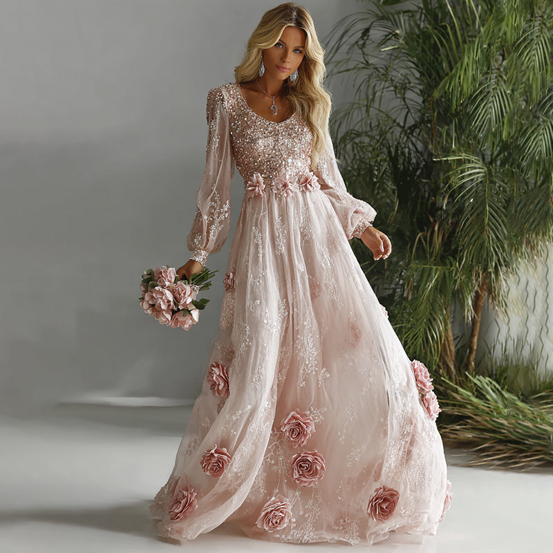 Women's Vacation Rose Floral Print Dress
