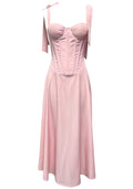 Bustier Corset A Line Midi Dress Pink
