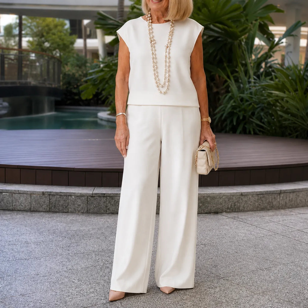 Appia Miceli – Cap Sleeve Top and Wide Leg Pants Set for Women